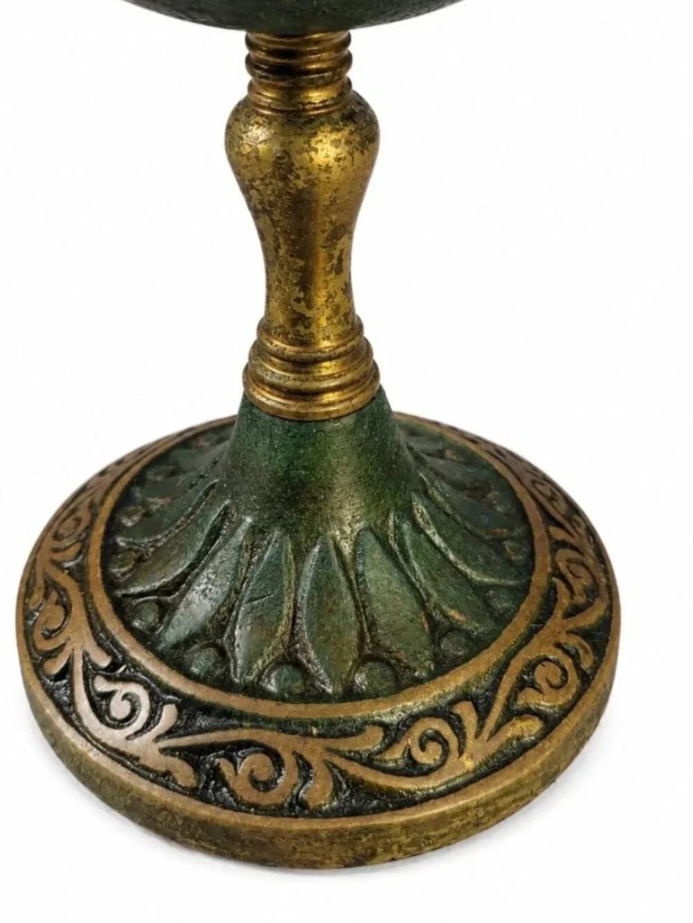 Vintage IVANROS Tijuana Mexico Metal Chalice Goblet Green Gold Grape Patina